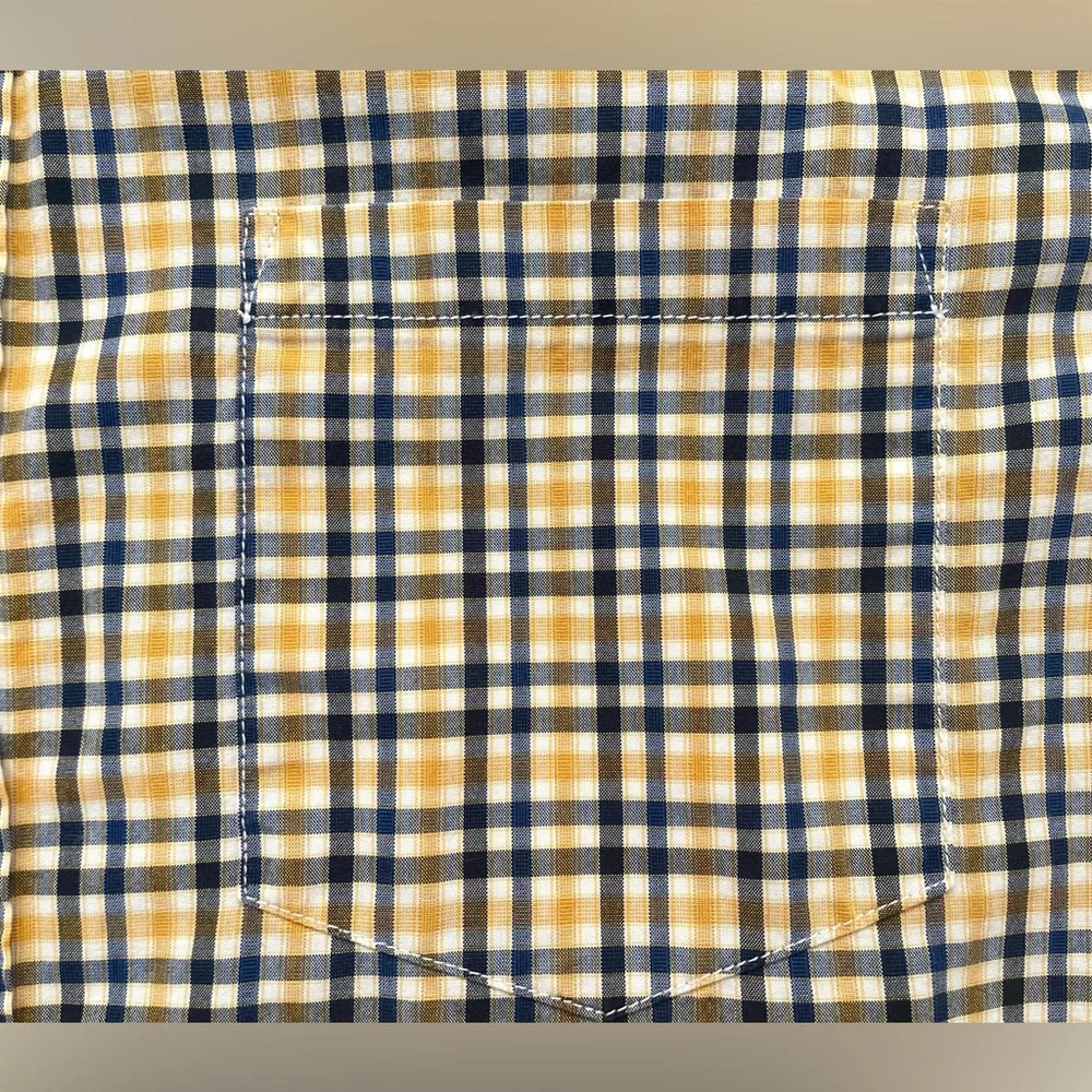 Banana Republic Mens Plaid Button Shirt | Camden Fit | Size M | Navy & Yellow